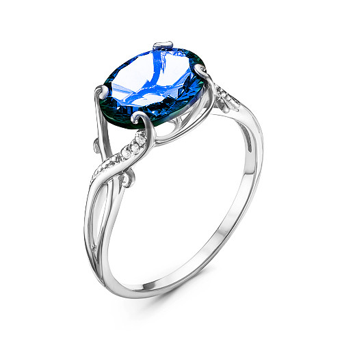 Серебряное кольцо с топазом и фианитом MASKOM 16,5- есть комплект 100-1169T