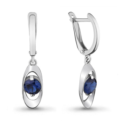 Серьги из серебра с нано сапфиром Aquamarine 42898Н