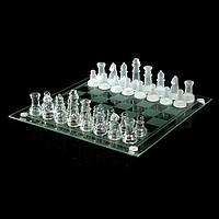 Шахматы настольные, стеклянная доска 24 × 24 см, прозрачная, фото 1