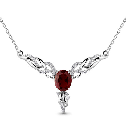Колье из серебра с наногранатом синт. и фианитом Aquamarine 7354785А.5