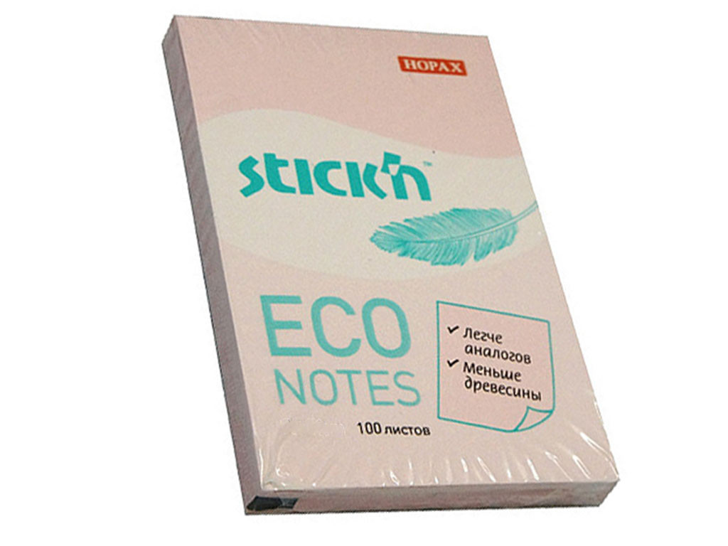 Клейкие листки STICK`N 51 х 76 мм розовые, 100 листов