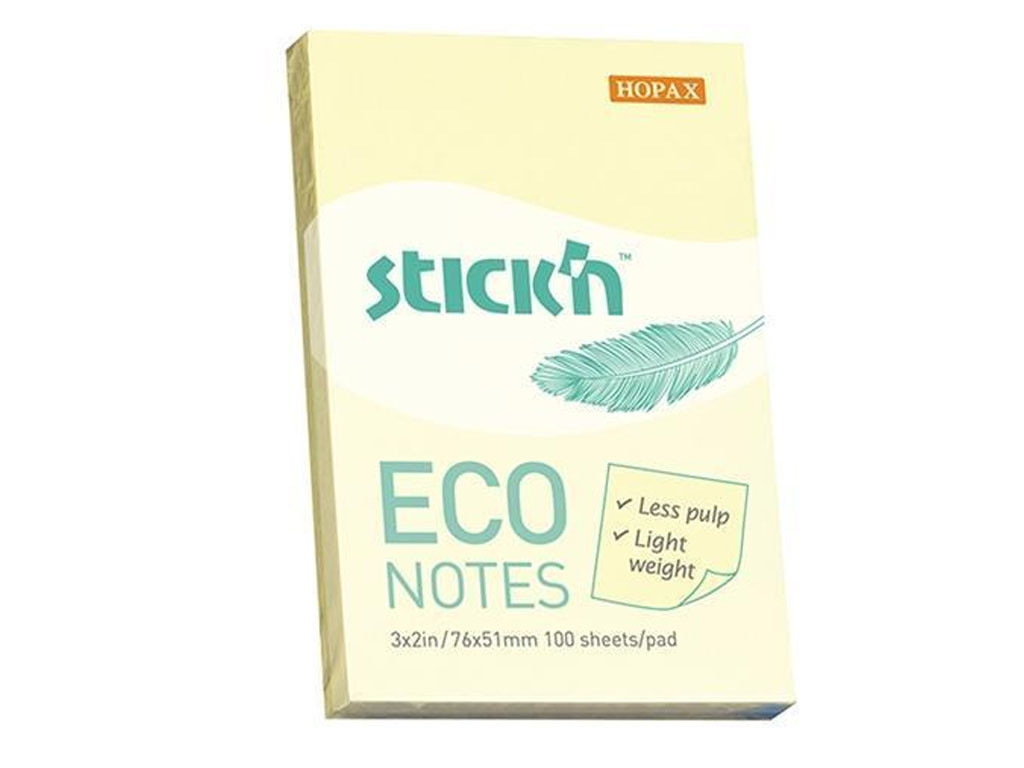 Клейкие листки STICK`N 51 х 76 мм желтые, 100 листов