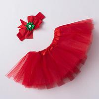 Набор "Новогодний" юбка и повязка на голову, 3-18 мес, красный