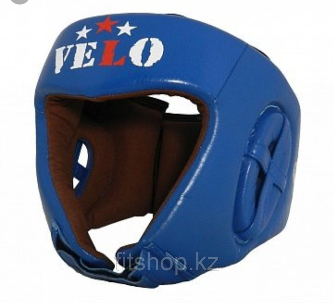 Кожаный шлем для бокса VELO  со знаком AIBA цвет красный ,синий