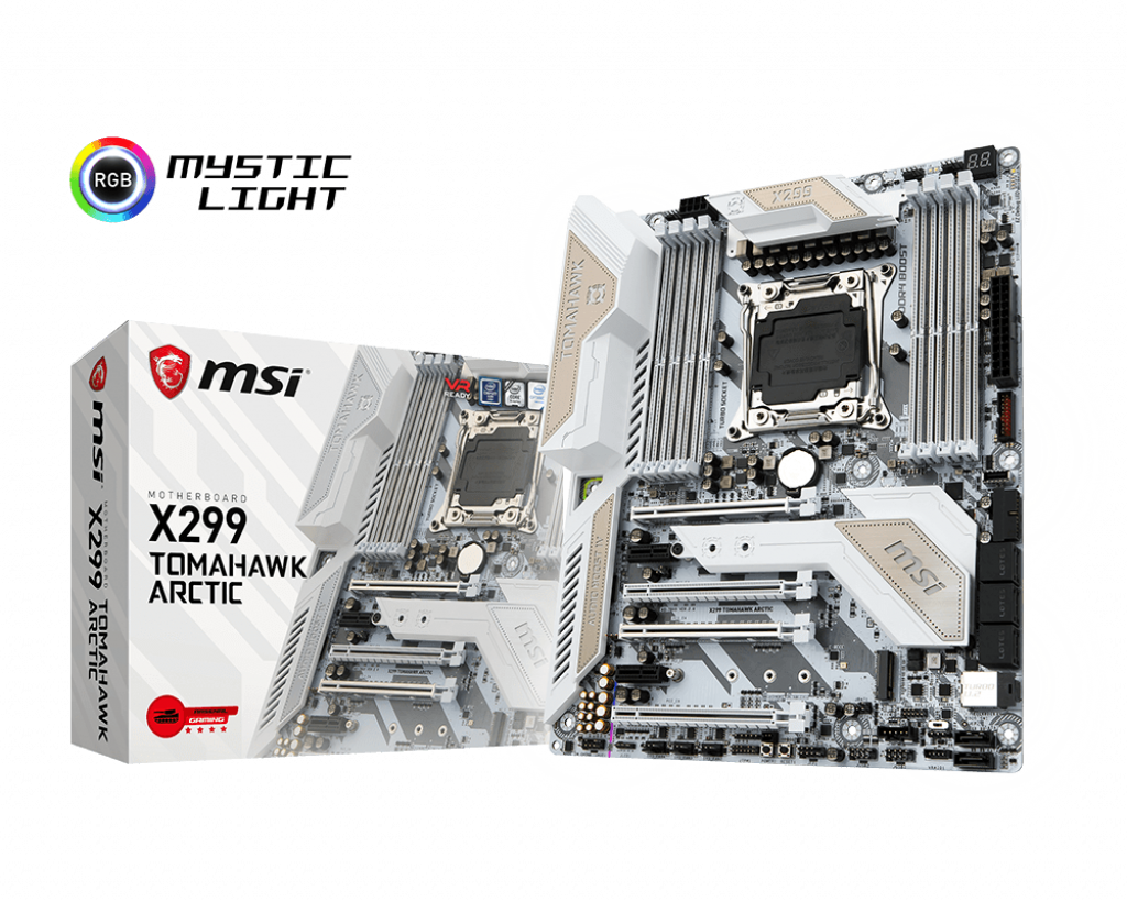 MSI X299 TOMAHAWK ARCTIC S-2066 8*DDR4 8*SATA3 2*M.2 U.2 4*PCIex16 2*PCIex1 GLAN RAID ATX BOX - фото 1 - id-p68948330