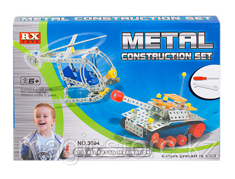 Конструктор RX toys Metal Construction Set 2 in 1 Танк и Вертолет (металлический) - фото 1 - id-p51629006