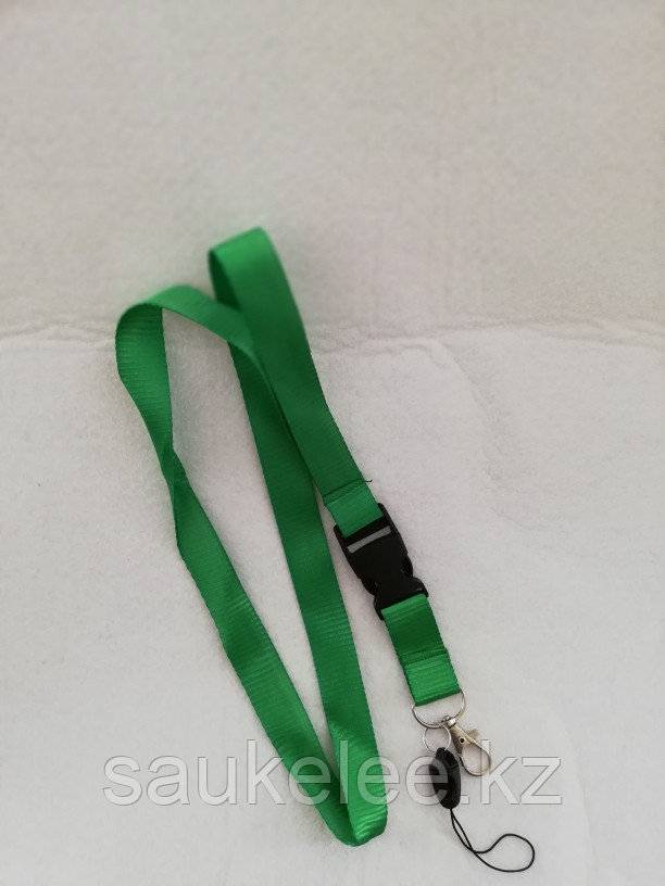 Ремешок д/бейджа зеленого цвета 20 мм металлическим карабином - фото 1 - id-p65188845