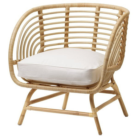 Кресло БУСКБУ ротанг, Юпвик белый ИКЕА, IKEA, фото 2