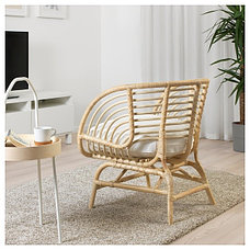 Кресло БУСКБУ ротанг, Юпвик белый ИКЕА, IKEA, фото 3