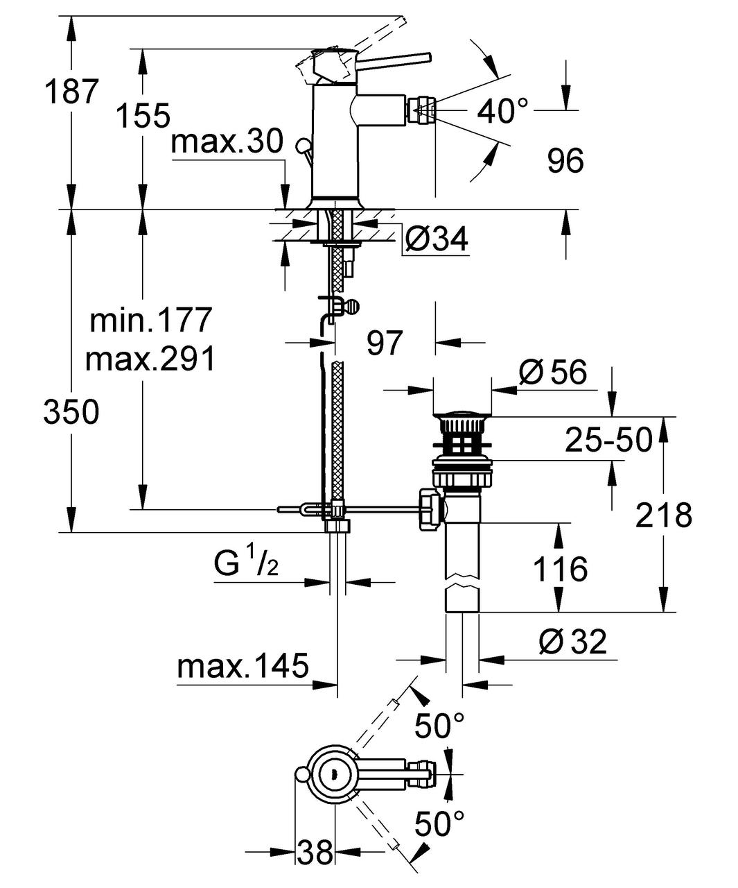 Grohe Смеситель для биде BauClassic 32864000 - фото 3 - id-p68996915