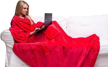 Одеяло/плед/халат с рукавами Снагги Бланкет {Snuggie Blanket} (Розовый), фото 3