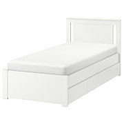 Кровать каркас с 2 ящиками СОНГЕСАНД белая Лурой 90х200 IKEA, ИКЕА
