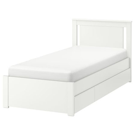 Кровать каркас с 2 ящиками СОНГЕСАНД белая Лурой 90х200 IKEA, ИКЕА, фото 2