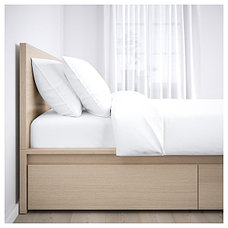 Кровать каркас+2 кроватных ящика МАЛЬМ дубовый шпон 90х200 Лурой ИКЕА, IKEA, фото 2