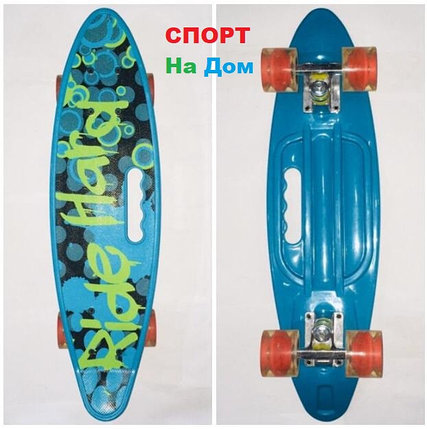 Пенни Борд (Penny Board) с ручкой цвет синий зелены, фото 2