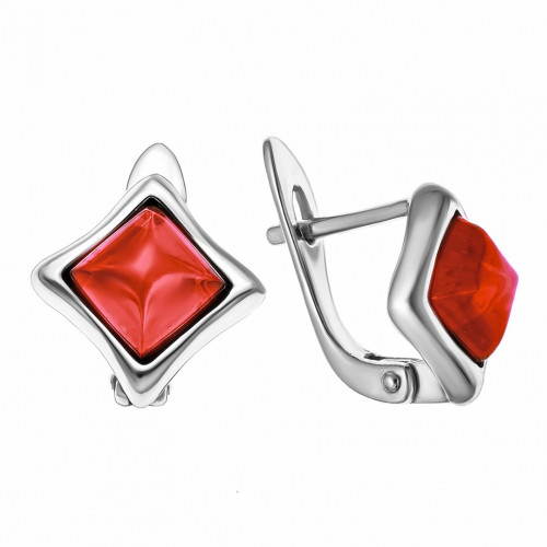 Серебряные серьги с кораллом синт. Darvin 929081039aa