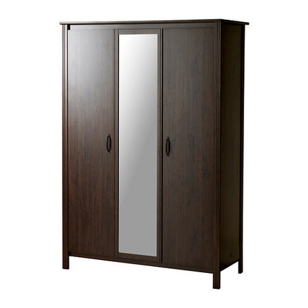 Шкаф платяной 3-дверный БРУСАЛИ коричневый ИКЕА, IKEA , фото 2