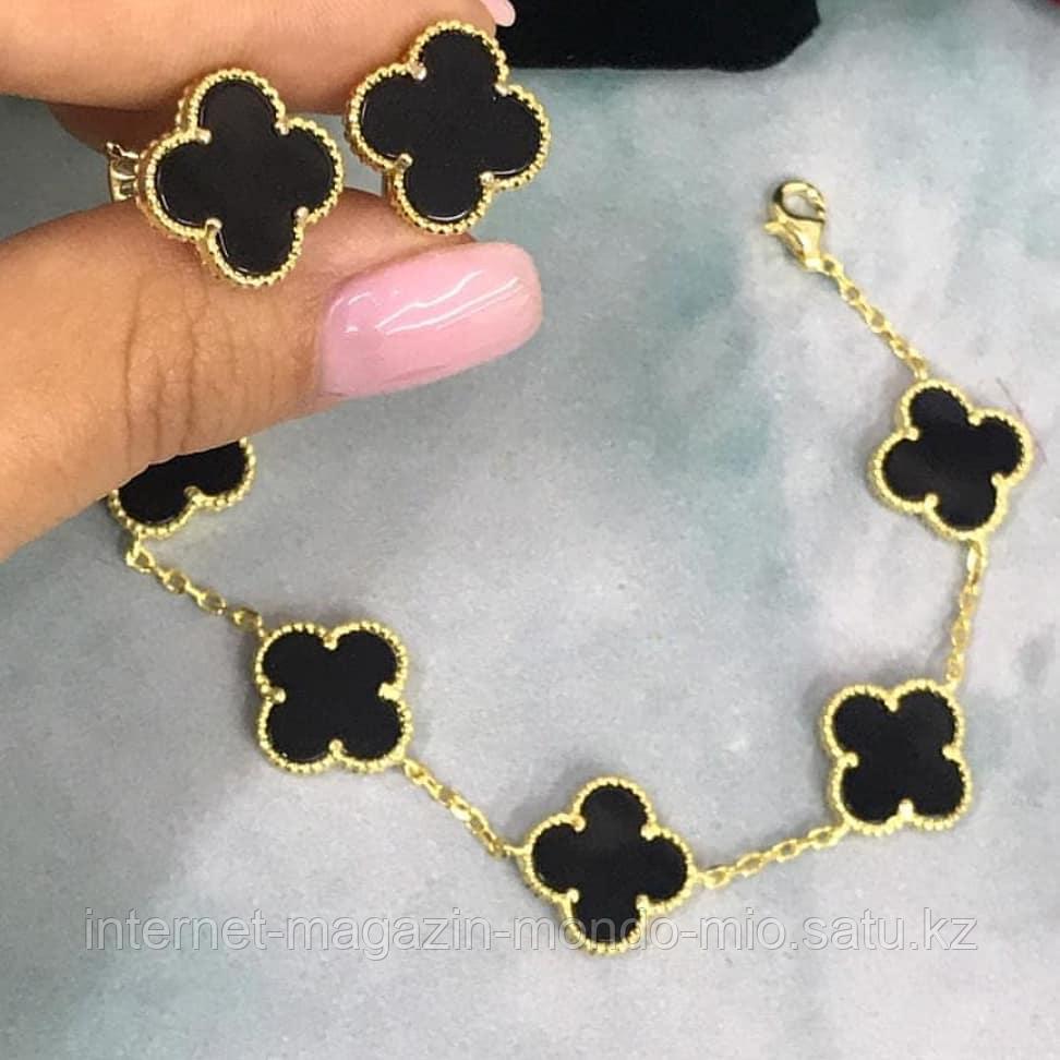 roskoshnyj nabor van cleef serebro 925 proba pokrytie 18 karat zolota vstavki chernyj oniks cena 25500 tg kupit v almaty satu kz id 69072606