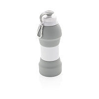 Складная силиконовая спортивная бутылка, 580 мл, серый, , высота 21,8 см., диаметр 7,7 см., P436.352
