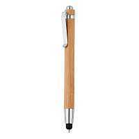 Ручка-стилус из бамбука, коричневый, Длина 1 см., ширина 1 см., высота 13,6 см., диаметр 1,1 см., P610.509