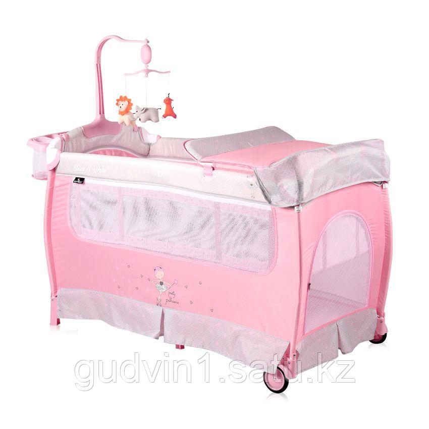 Манеж - кровать Lorelli SLEEP 'N' DREAM Rocker + Baldachin Розовый / PINK BALLET 1933