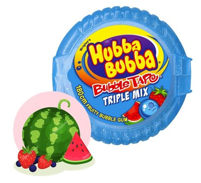 Жевательная резинка в рулетке  Хубба-Бубба (синяя) hubba bubba Тройной микс -лента  56,7 гр