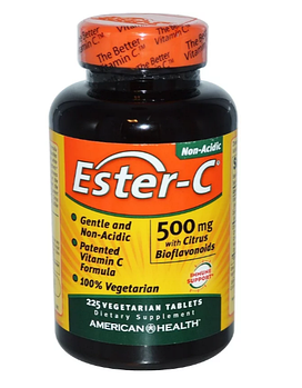 American Health, Ester-C, 500 мг, с цитрусовыми биофлавоноидами, 225 вегетарианских таблеток