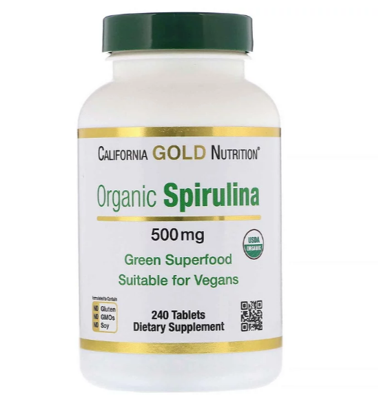 California Gold Nutrition, Органическая спирулина, 500 мг, 240 таблеток
