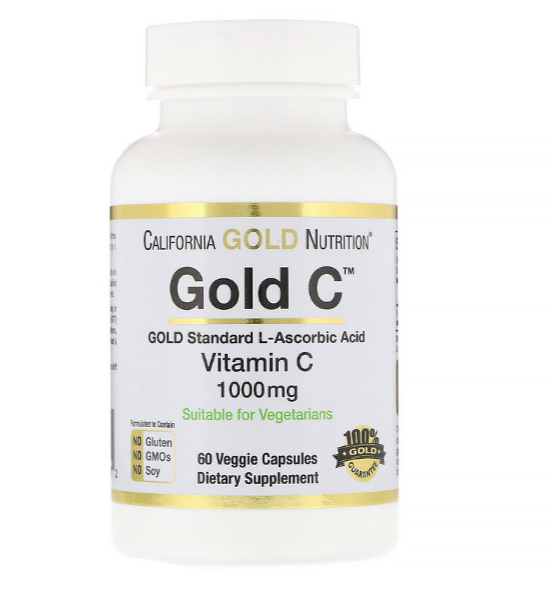 California Gold Nutrition, Gold C, Витамин C, 1000 мг, 60 вегетарианских капсул