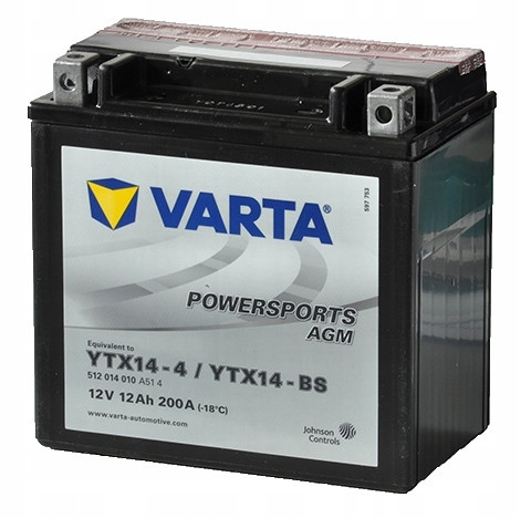 Мотоциклетный аккумулятор (12Ah 12V) AGM VARTA 200A (-18*C) YTX14-4 YTX14-BS