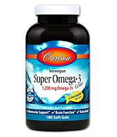 Carlson, Norwegian, Super Omega-3 Gems, высокоэффективные омега-3 кислоты, 600 мг, 180 капсул