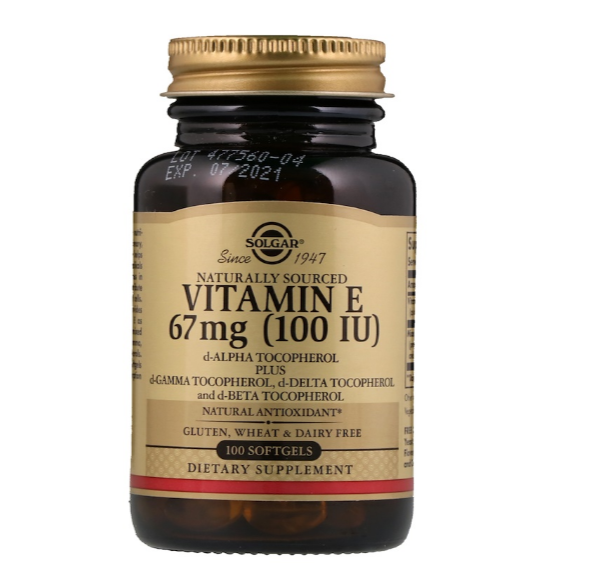 Solgar, Натуральный витамин Е, 67 мг (100 МЕ), 100 мягких таблеток - фото 1 - id-p69093109
