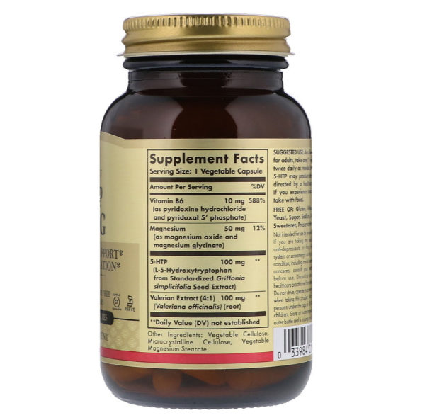 Solgar, 5-гидрокситриптофан, 100 мг, 90 вегетарианских капсул - фото 2 - id-p69094561