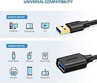 Кабель USB(m) - USB(f) удлинитель USB 3.0,  2m US129 (10373) UGREEN, фото 2