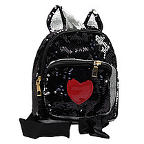 Рюкзак детский маленький, пайетки с сердцем (L68), фото 2