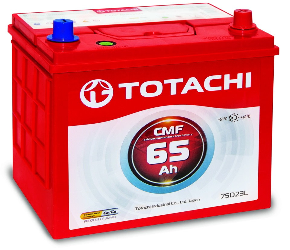 Аккумулятор TOTACHI CMF (65A/h 550-600A 12V) 75D23L производство Корея