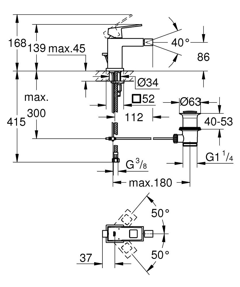 Grohe Смеситель для биде стандартный eurocube 23138000 - фото 4 - id-p69180335