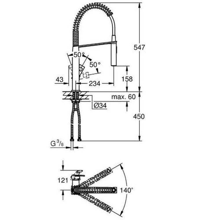 Grohe Смеситель для кухни выдвижной излив eurocube 31395000 - фото 6 - id-p69180355