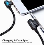 Кабель USB Type-C 2.4 А QC 90° со светодиодной подсветкой для быстрой зарядки VENROII (Черный / 1 метр), фото 5