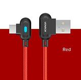 Кабель USB Type-C 2.4 А QC 90° со светодиодной подсветкой для быстрой зарядки VENROII (Черный / 1 метр), фото 8
