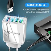 Адаптер быстрой зарядки 4хUSB + QC 3.0 для электрической розетки AR830 (Белый), фото 2