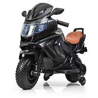 Детский электромобиль мотоцикл Kawasaki с надувными колесами, черный