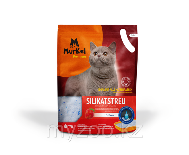 Murkel (Муркель) наполнитель для кошачьего туалета с ароматом клубники,1.8кг(силикагель) - фото 1 - id-p69186162