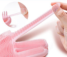 Силиконовые перчатки для мытья посуды розовый - Оплата Kaspi Pay, фото 3