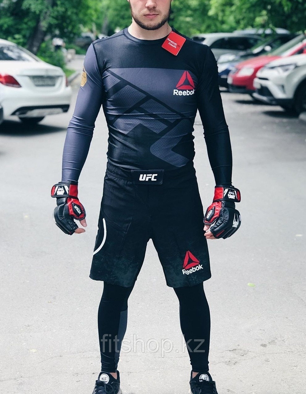 Рашгард с длинным рукавом  Reebok UFC  3 в 1 ( комплект верх + низ + шорты ), фото 1