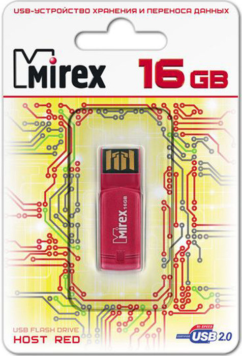 USB 2.0 Flash Drive 16Gb Mirex HOST, 17/6 Мбайт/с, Black/Red - фото 2 - id-p69187076