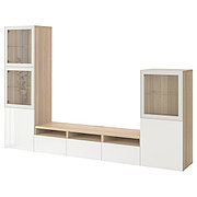 Шкаф для ТВ БЕСТО под беленый дуб, Сельсвикен глянцевый/белый ИКЕА, IKEA