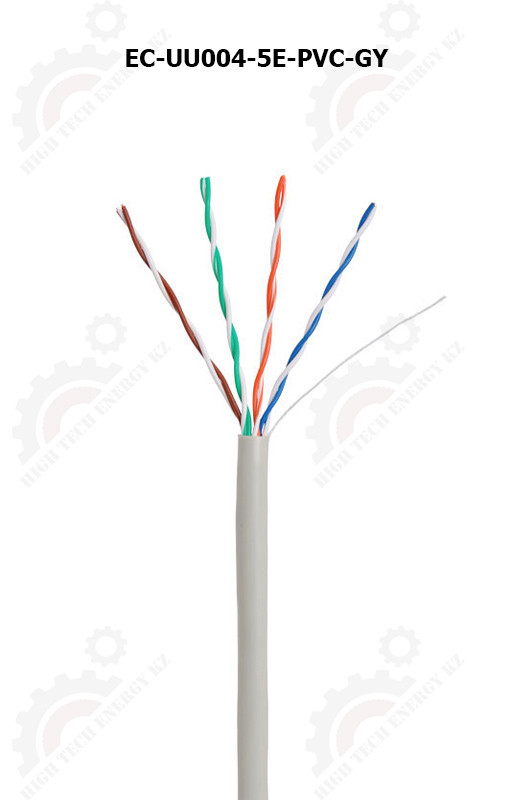 Кабель U/UTP 4 пары, Кат.5e, одножильный, медный, внутренний, PVC, серый, 305м