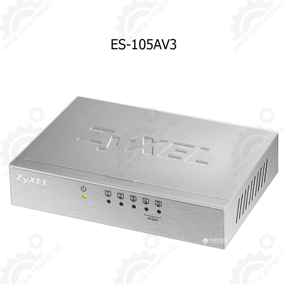 Коммутатор Zyxel ES-105A v3, 5 портов 100 Мбит/с, настольный, металлический корпус
