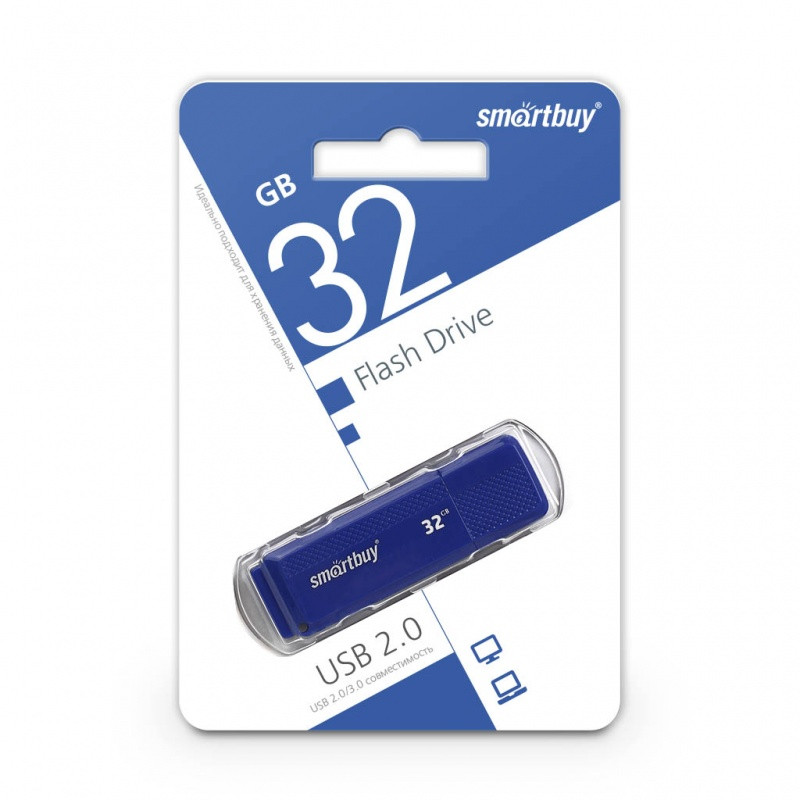 USB 2.0 Flash Drive 32Gb Smartbuy Dock series, 15/5 Мбайт/с, Blue